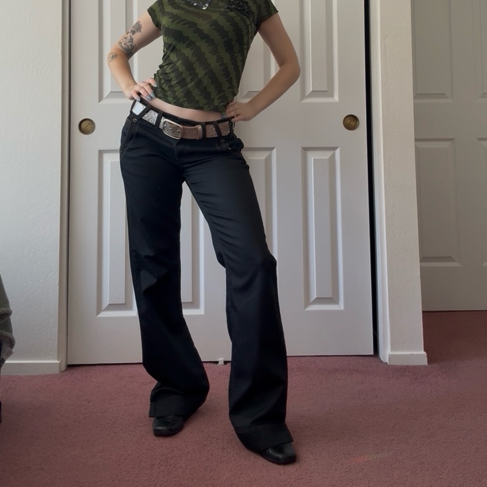 DKNY DARK Low-rise Unwashed Jeans Wide Straight Leg NWT